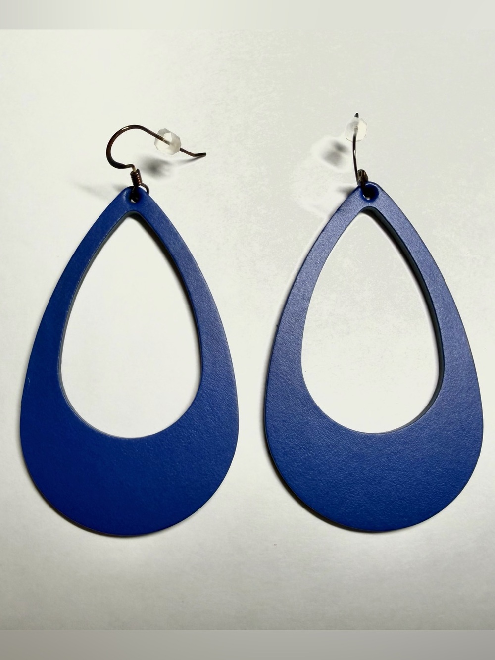 Nickel & Suede Royal Blue Open Teardrop Earrings